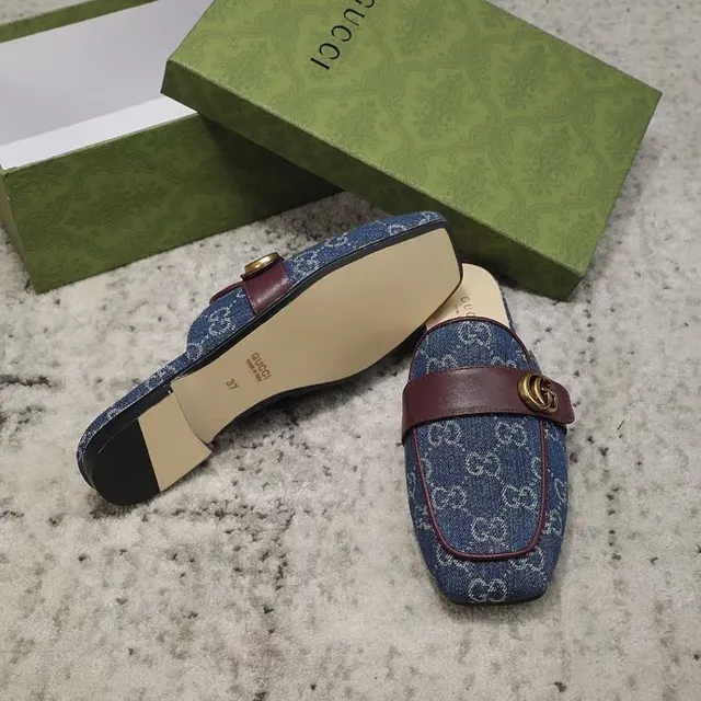 Gucci Horsebit 1955 denim GG monogram loafers marron à bride 2