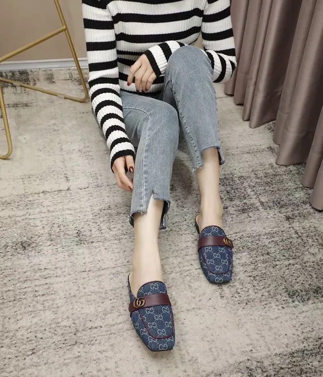 Gucci Horsebit 1955 denim GG monogram loafers marron à bride 4