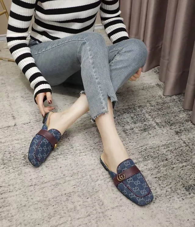 Gucci Horsebit 1955 denim GG monogram loafers marron à bride 6