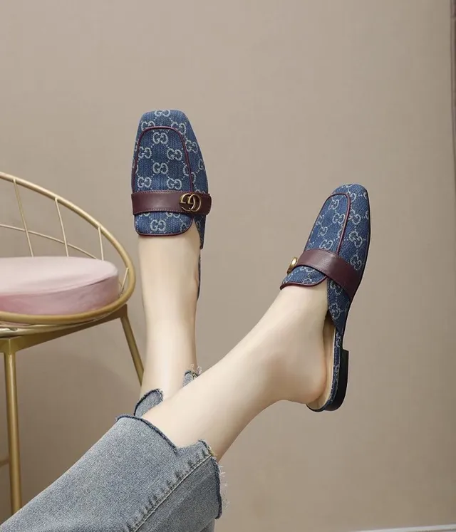 Gucci Horsebit 1955 denim GG monogram loafers marron à bride 8