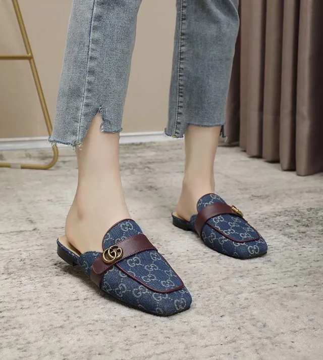 Gucci Horsebit 1955 denim GG monogram loafers marron à bride 9