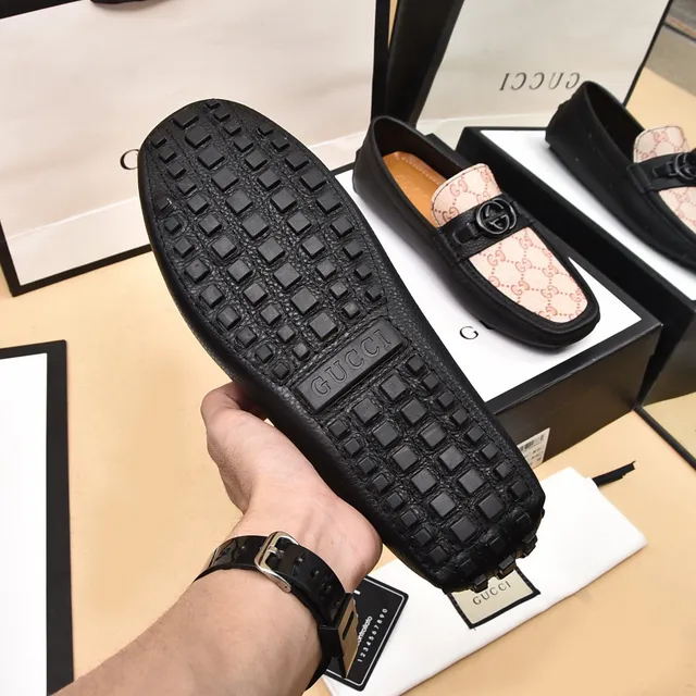 Gucci Horsebit 1955 GG Monogram Beige and Black Loafers 4