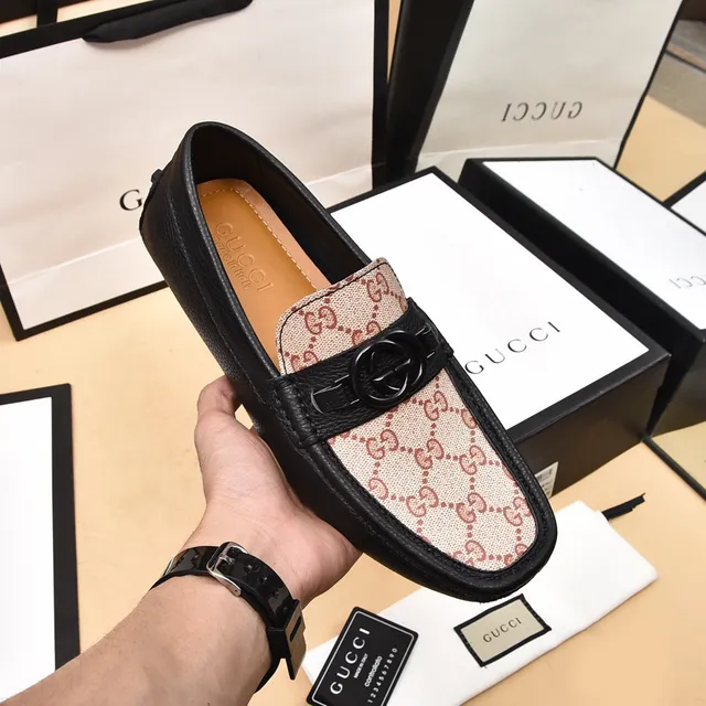 Gucci Horsebit 1955 GG Monogram Beige and Black Loafers 6