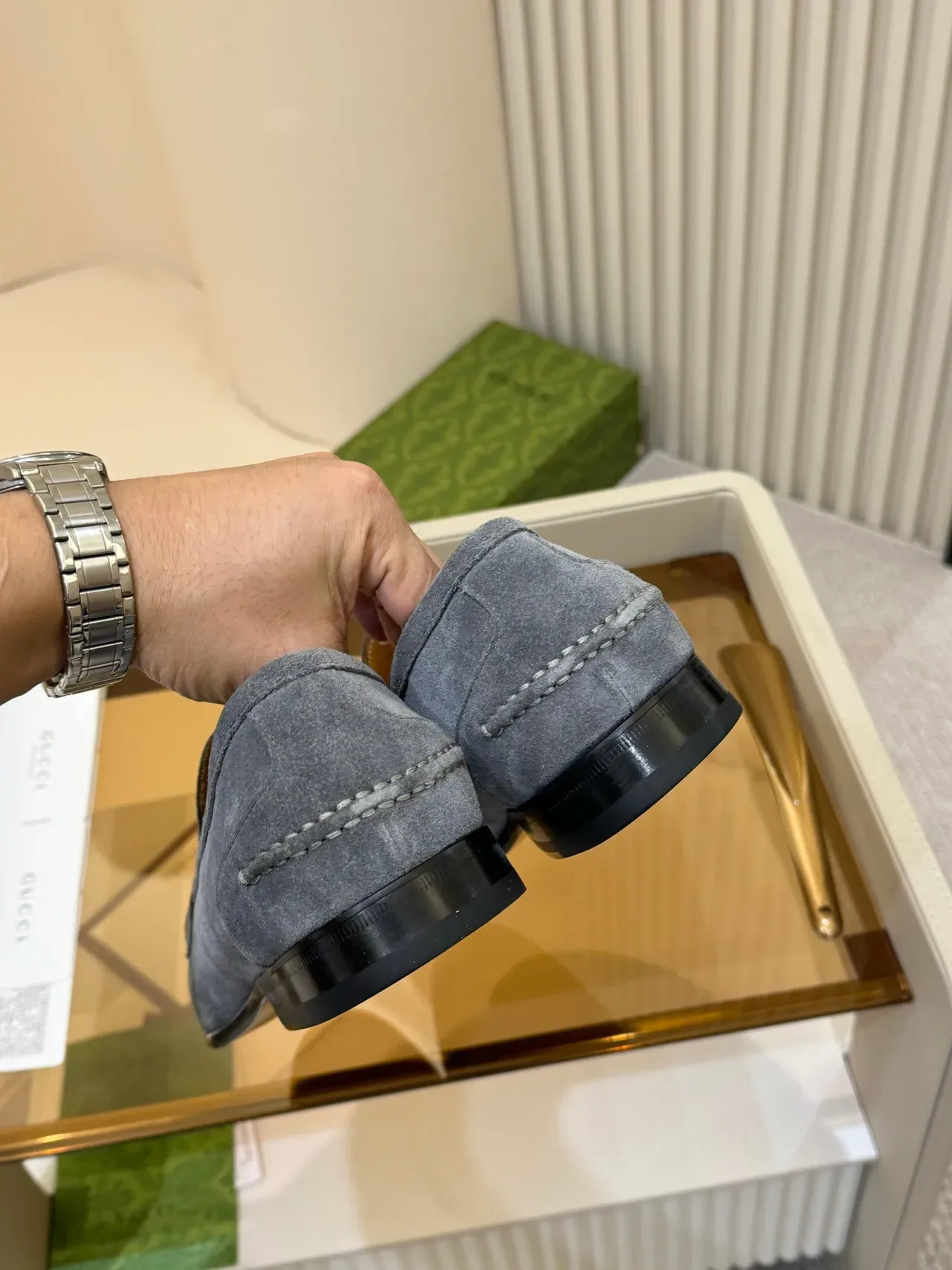 Gucci Horsebit 1955 Mocassins en Daim Gris 3
