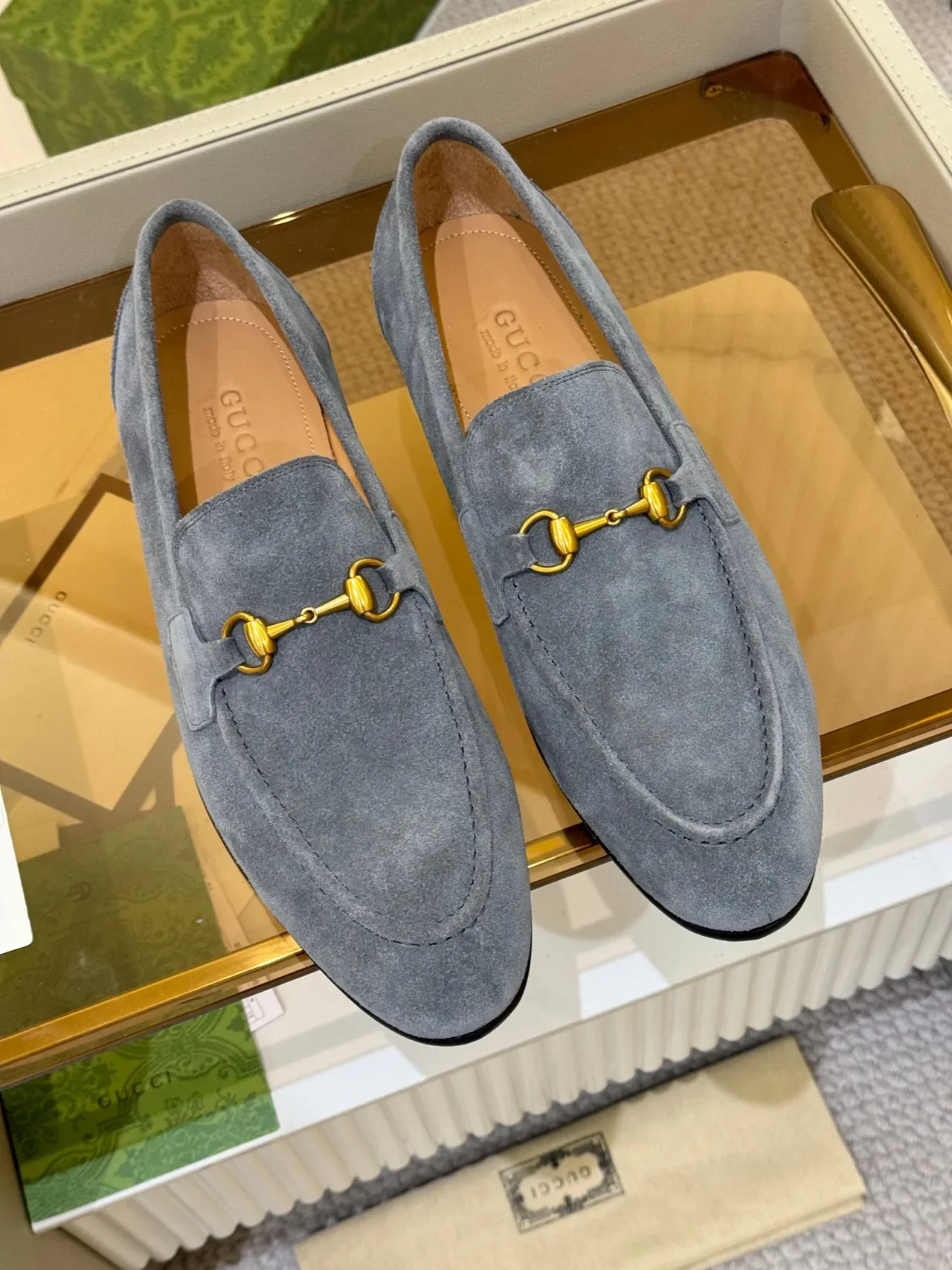 Gucci Horsebit 1955 Mocassins en Daim Gris 4