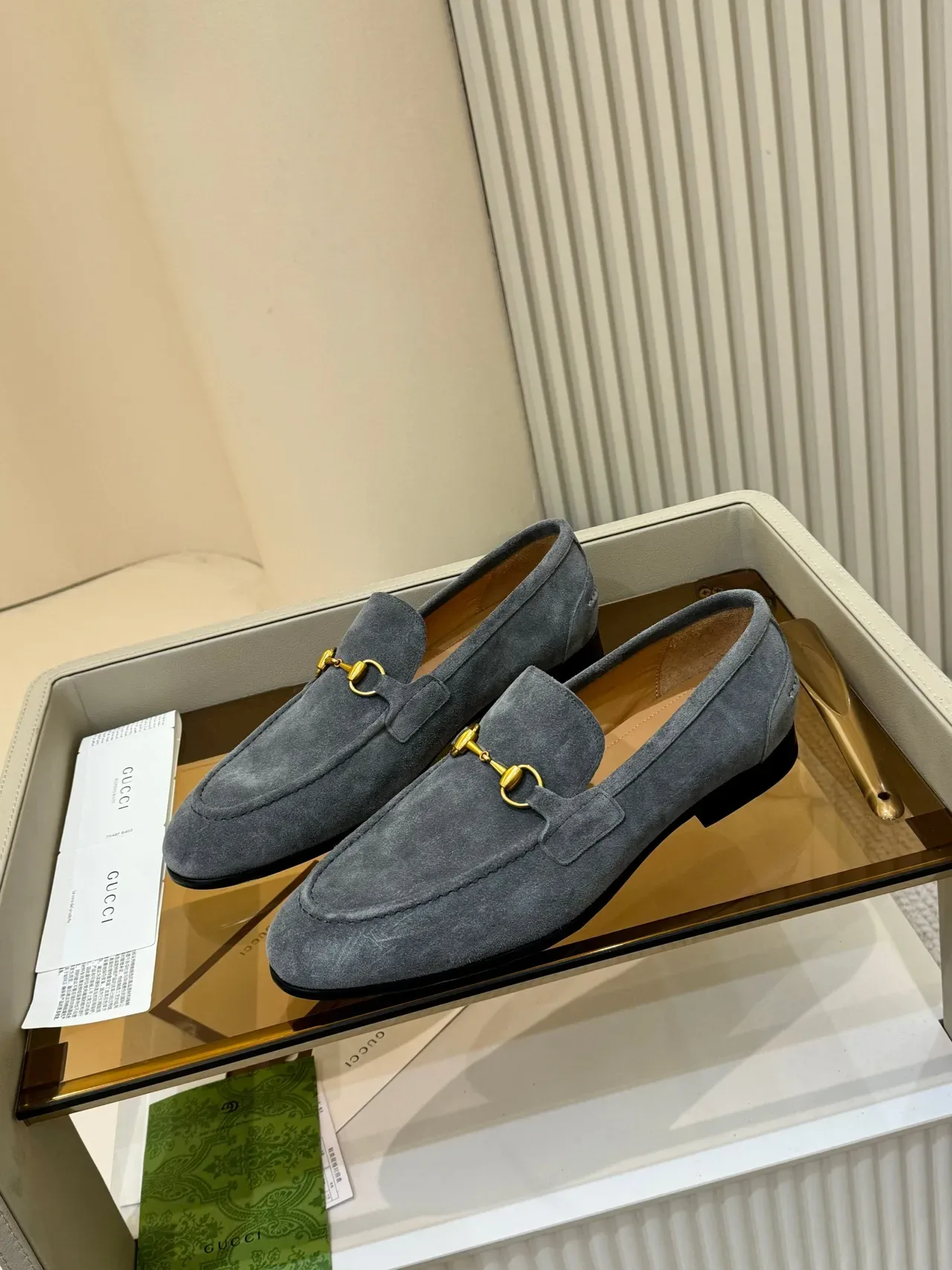 Gucci Horsebit 1955 Mocassins en Daim Gris 5