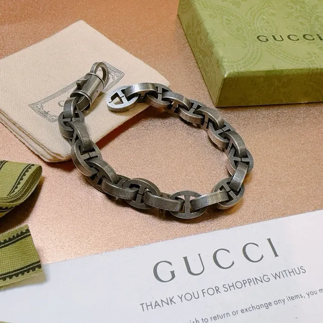 Gucci Horsebit 1955 Interlocking H-Link Oxidized Silver Bracelet 6