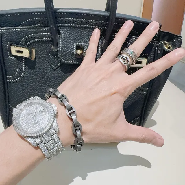 Gucci Horsebit 1955 Interlocking H-Link Oxidized Silver Bracelet 8