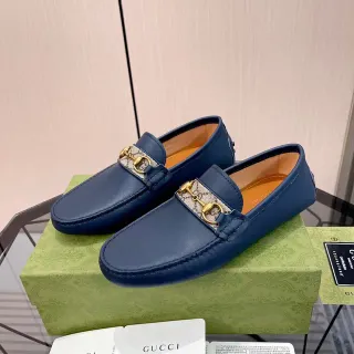Gucci Horsebit 1955 नेवी ब्लू चमड़े के लोफर्स