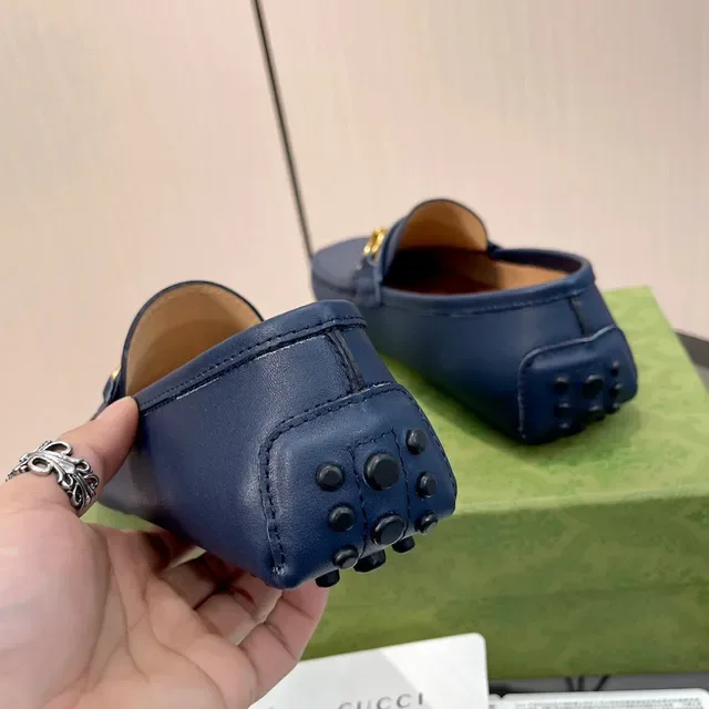 Gucci Horsebit 1955 Navy Blue Leather Loafers 3