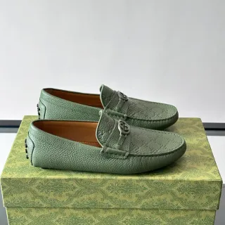 Gucci Horsebit 1955 鼠尾草绿 压纹皮革 乐福鞋