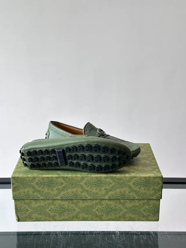 Gucci Horsebit 1955 鼠尾草绿 压纹皮革 乐福鞋 2