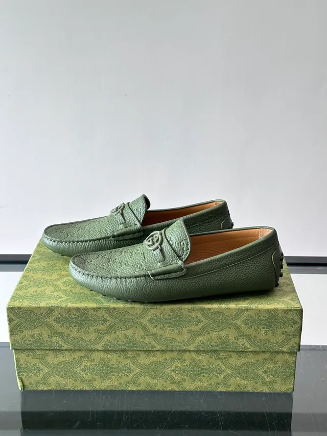 Gucci Horsebit 1955 鼠尾草绿 压纹皮革 乐福鞋 5