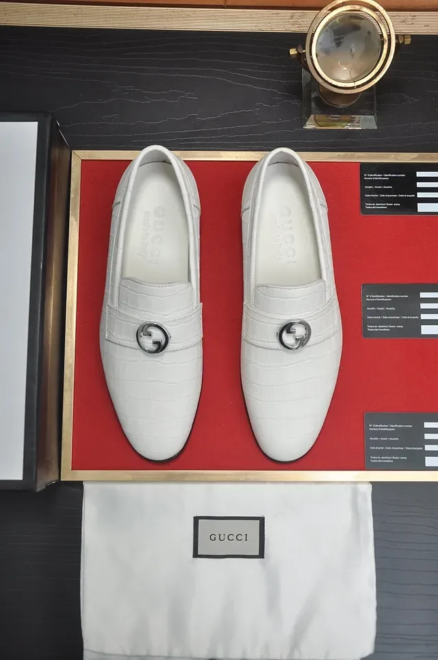 Gucci Horsebit 1955 White Croc-Embossed Leather Loafers 5