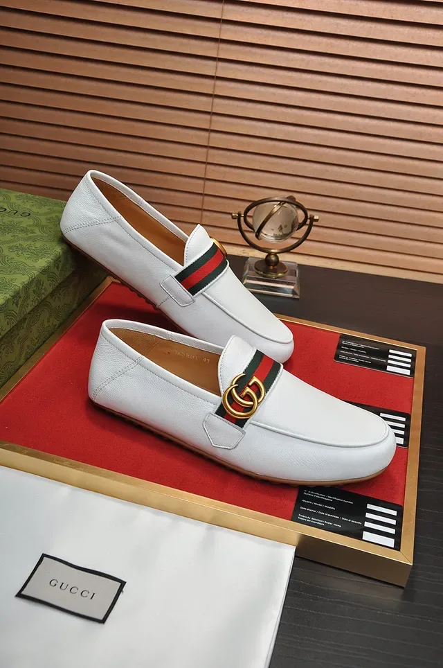 Gucci Horsebit 1955 White Red Leather Web Stripe Loafer 6