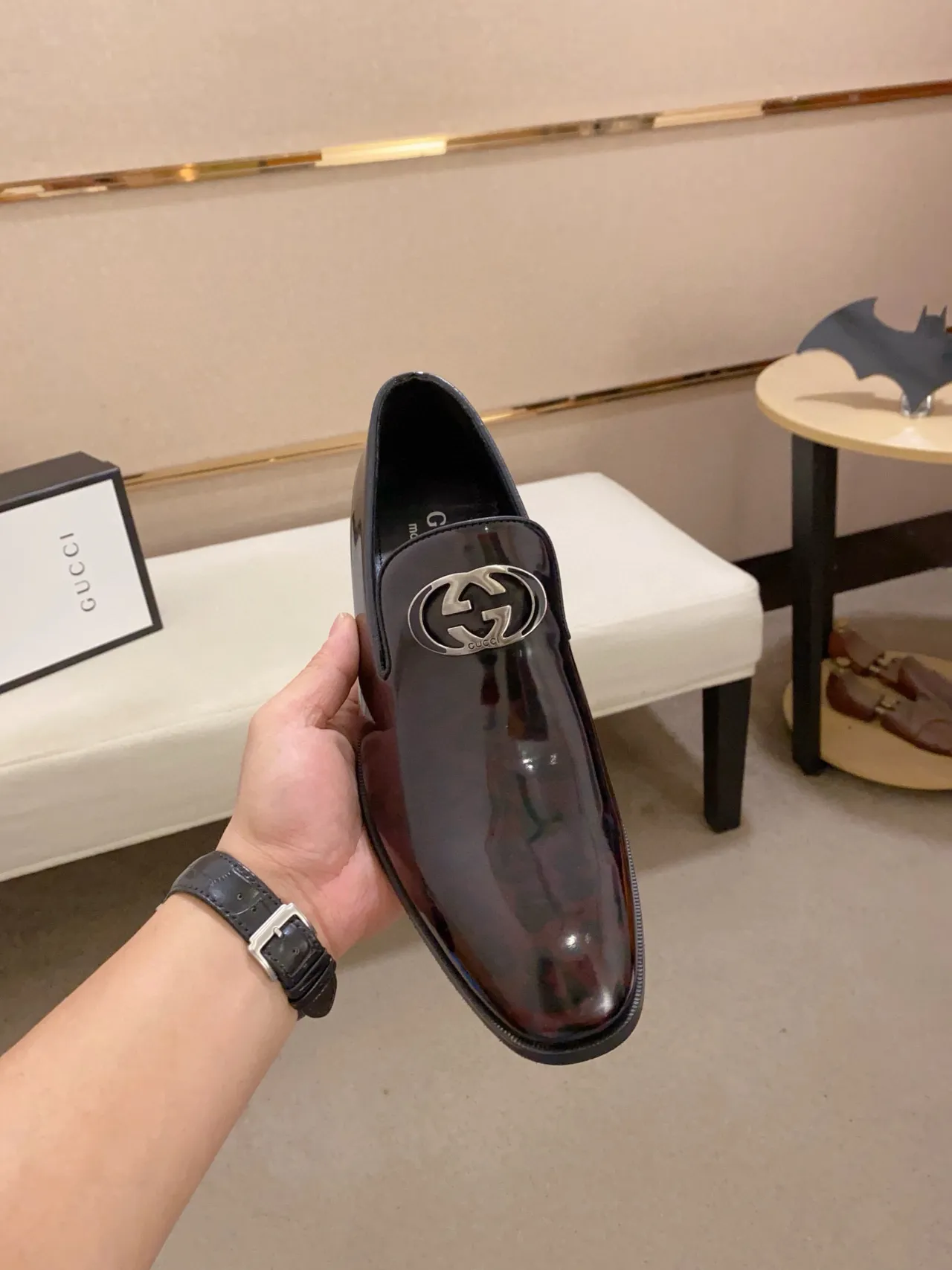 Gucci Horsebit Loafer Glossy Black Patent Leather Loafer 5