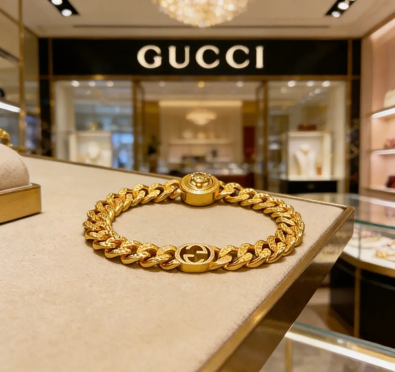 Gucci Iconic Chain Gold-Tone Curb Link Bracelet 3