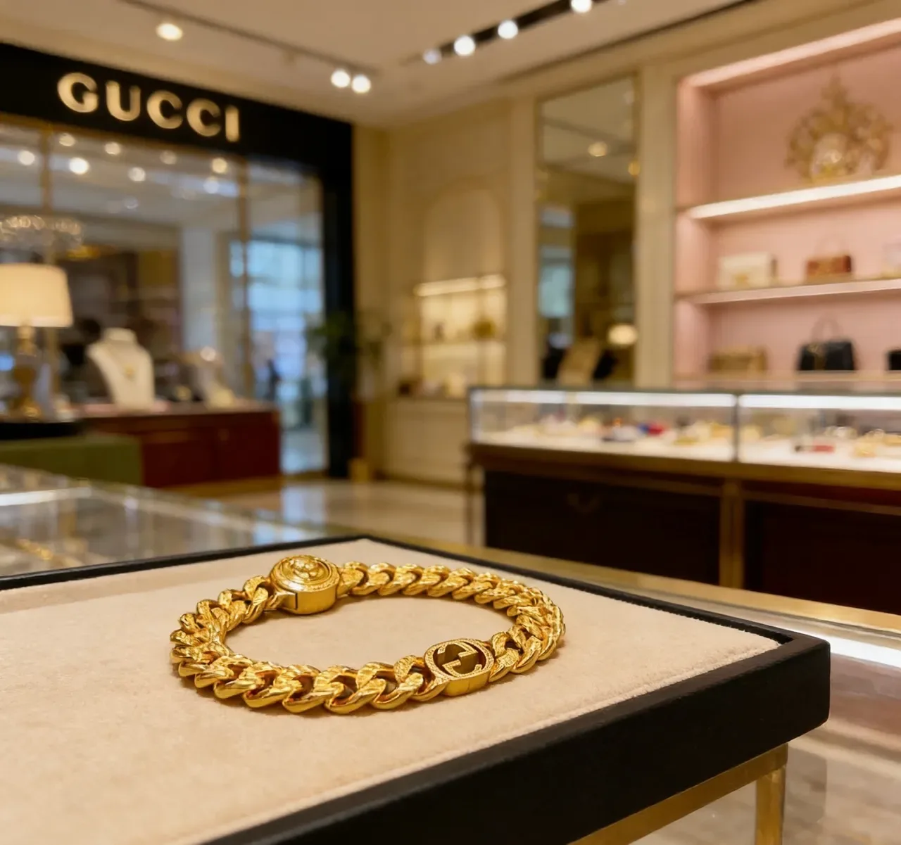Gucci Iconic Chain Gold-Tone Curb Link Bracelet 6