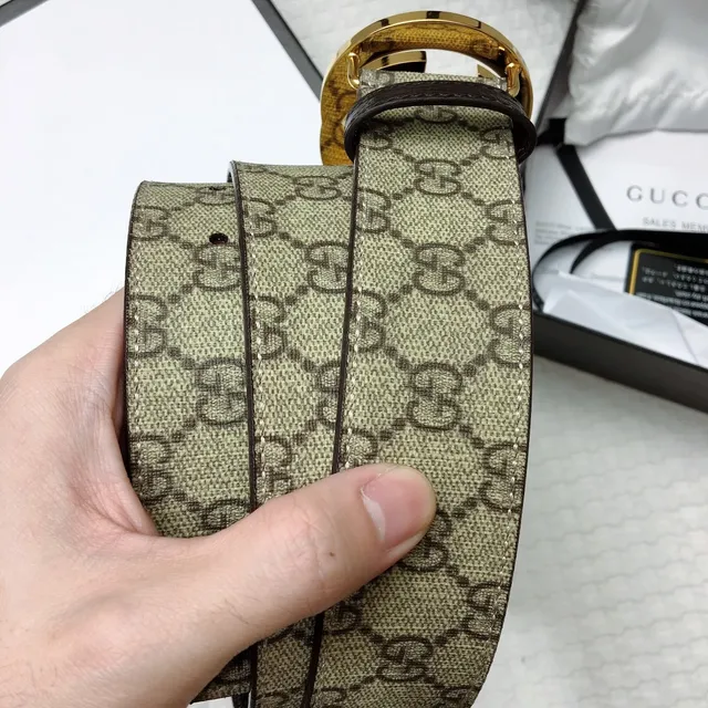 Ceinture Gucci Interlocking G Beige Marron Or Cuir 3