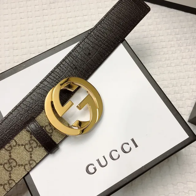 Ceinture Gucci Interlocking G Beige Marron Or Cuir 5
