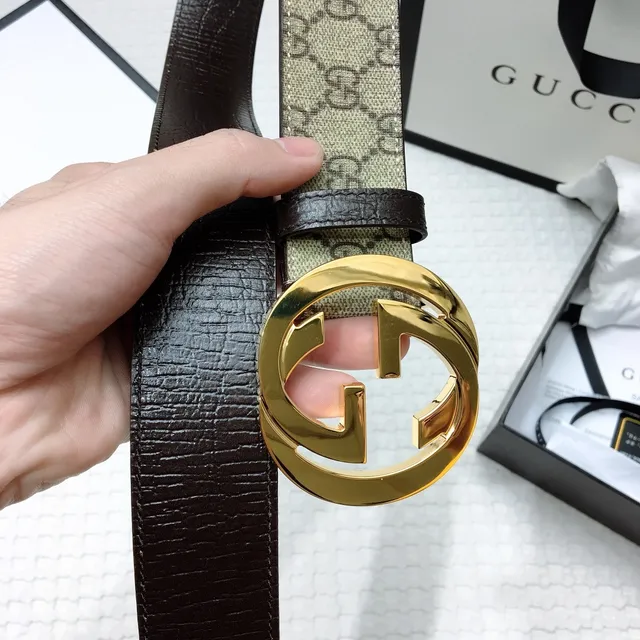 Ceinture Gucci Interlocking G Beige Marron Or Cuir 7