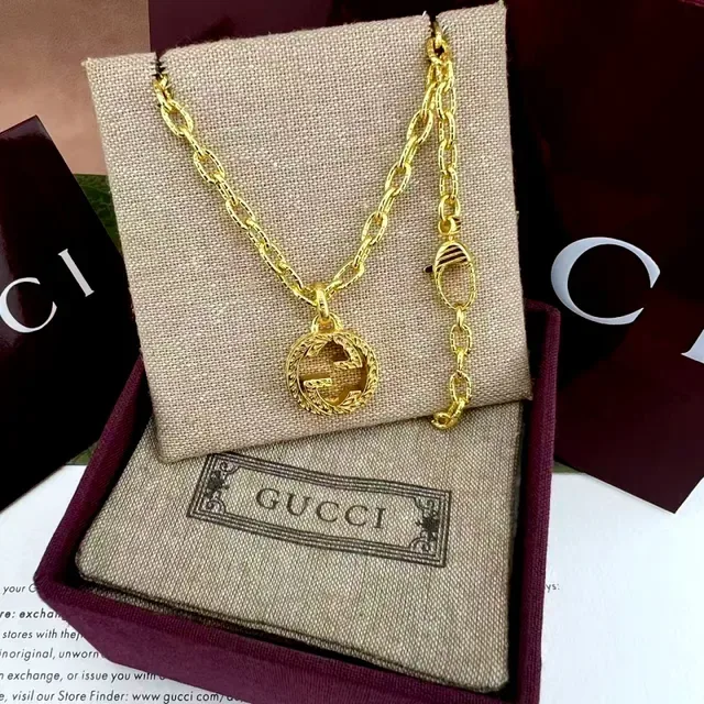 Gucci Interlocking G Logo Gold-Tone Chain Necklaces 5