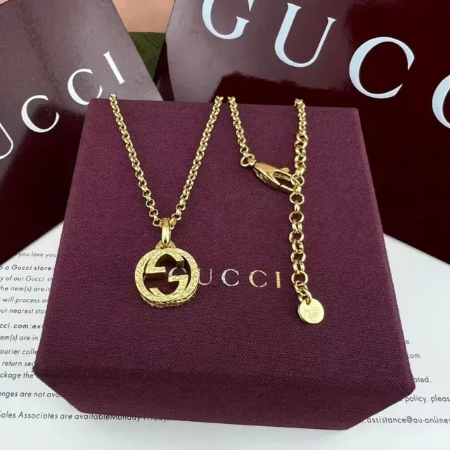 Gucci Interlocking G Logo Gold-Tone Chain Necklaces 7