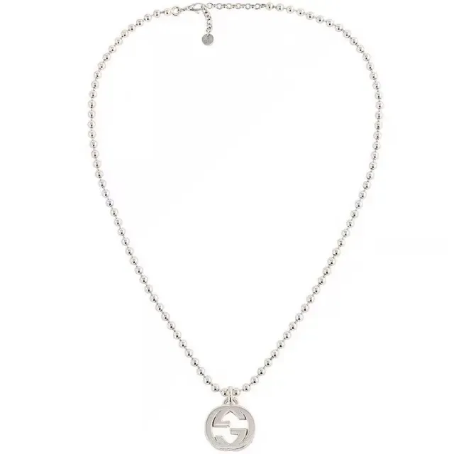 Gucci Interlocking G Silver Red Ball Chain Pendant Necklace 2