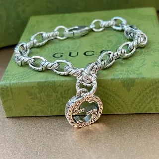 Gucci Interlocking G Twisted Rope-Link Silver Bracelet
