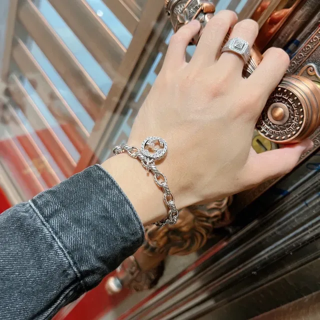 Gucci Interlocking G Twisted Rope-Link Silver Bracelet 4