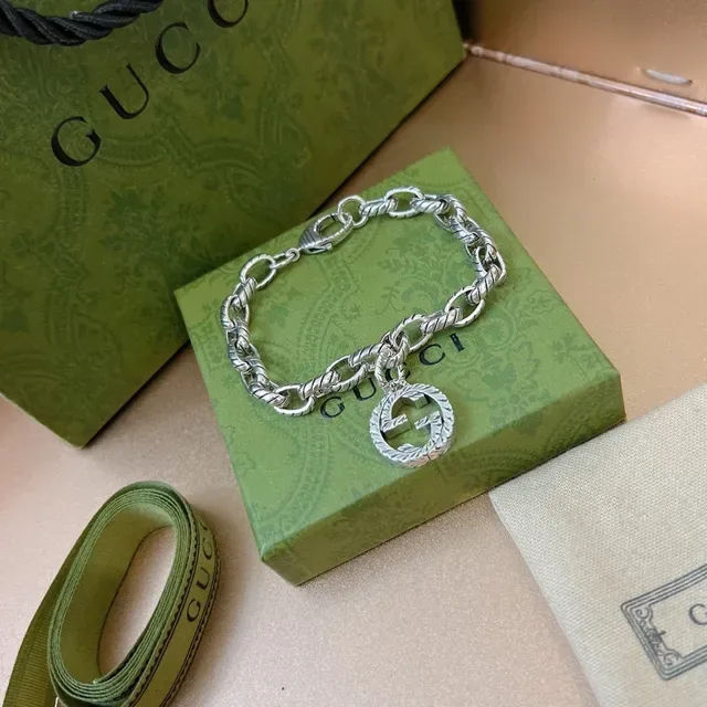 Gucci Interlocking G Twisted Rope-Link Silver Bracelet 5