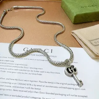 Gucci Key Pendant Braided Chain Necklace
