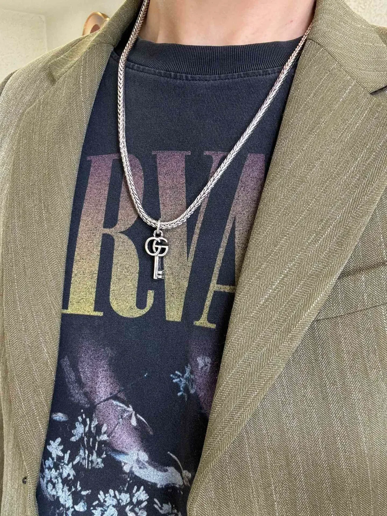 Collier Gucci pendentif clé chaîne tressée 4