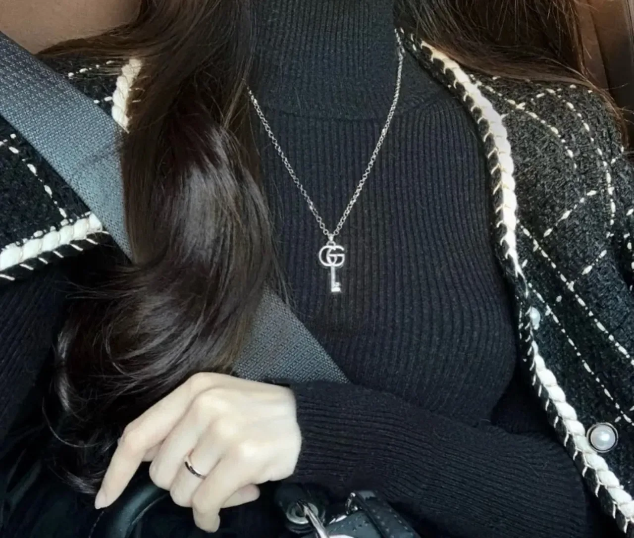 Gucci Key Pendant Silver Green Necklace 3