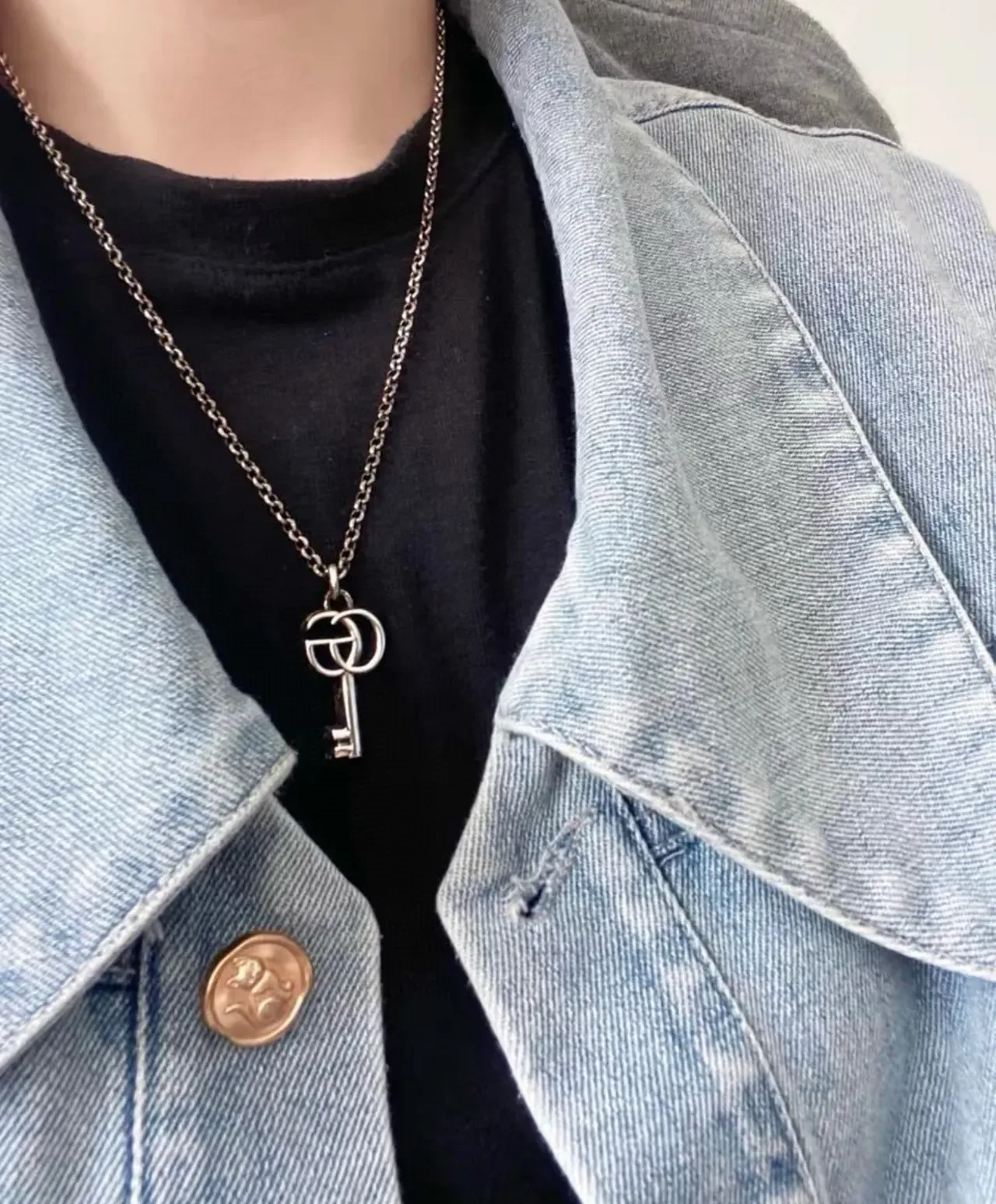 Gucci Key Pendant Silver Green Necklace 7