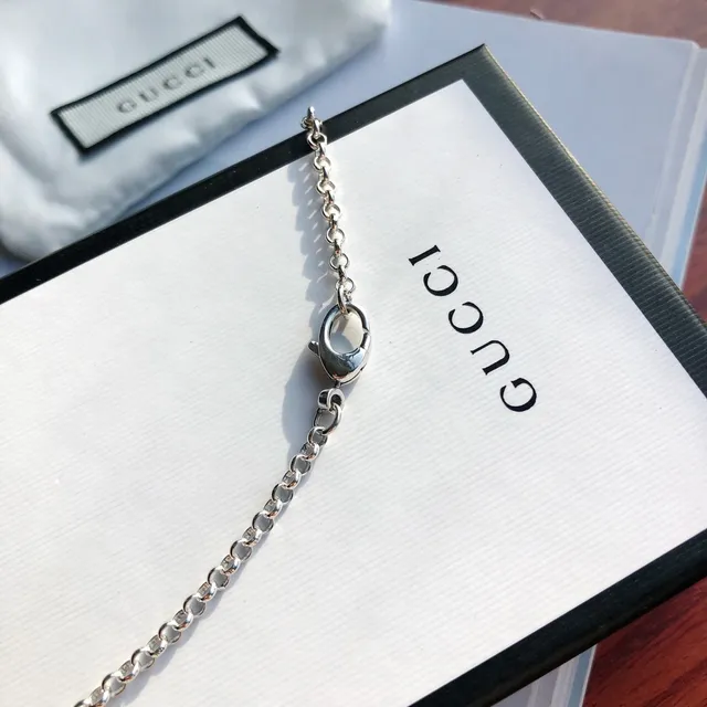 Gucci Key Silver White Chain Pendant Necklace 2