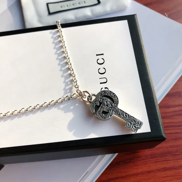 Gucci Key Silver White Chain Pendant Necklace 3
