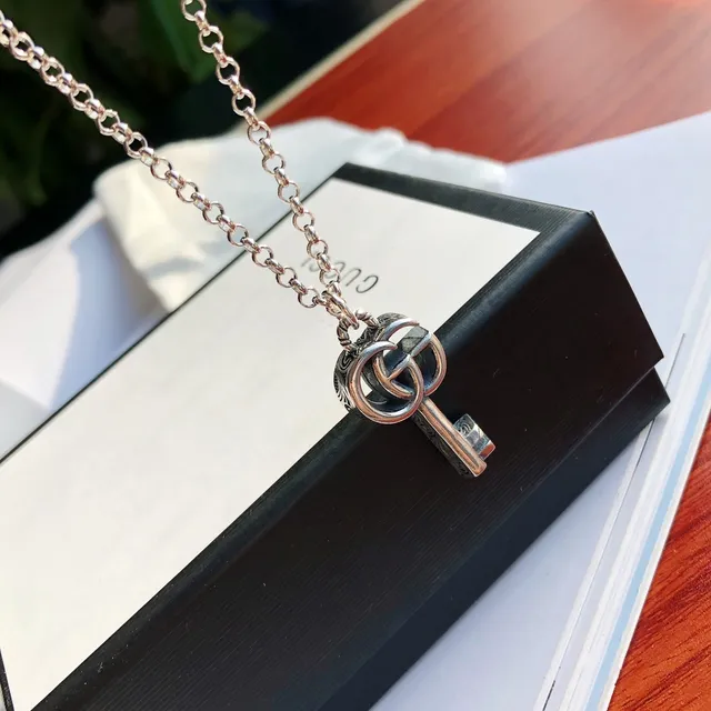 Gucci Key Silver White Chain Pendant Necklace 4