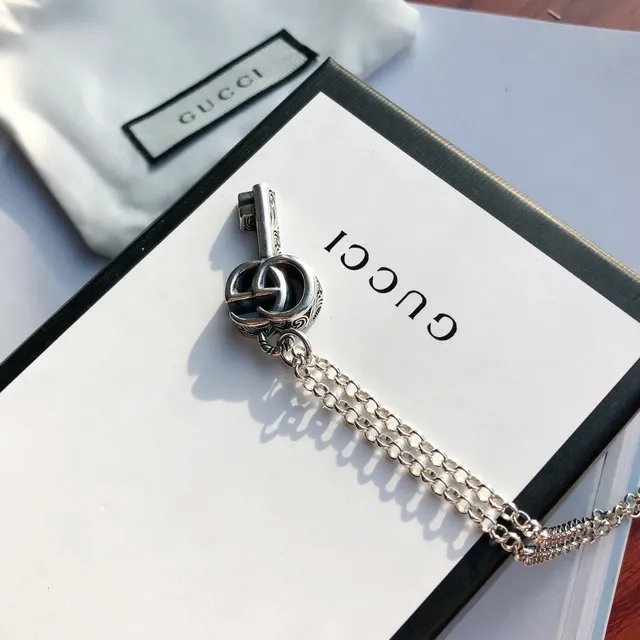 Gucci Key Silver White Chain Pendant Necklace 5