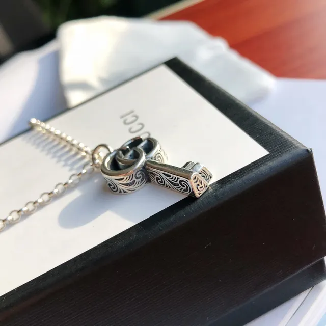 Gucci Key Silver White Chain Pendant Necklace 6