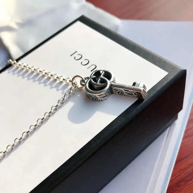 Gucci Key Silver White Chain Pendant Necklace 7
