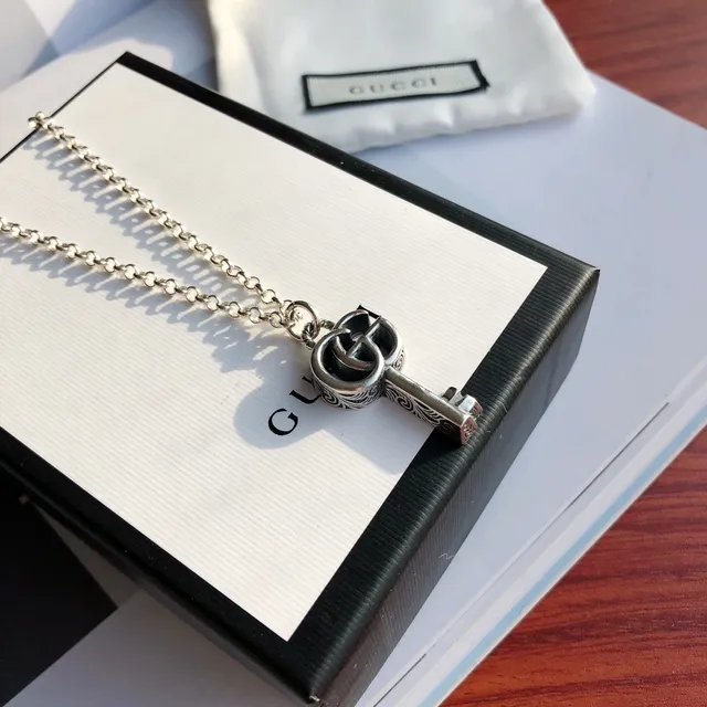 Gucci Key Silver White Chain Pendant Necklace 8