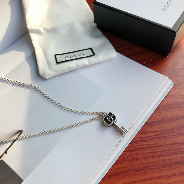 Gucci Key Silver White Chain Pendant Necklace 9