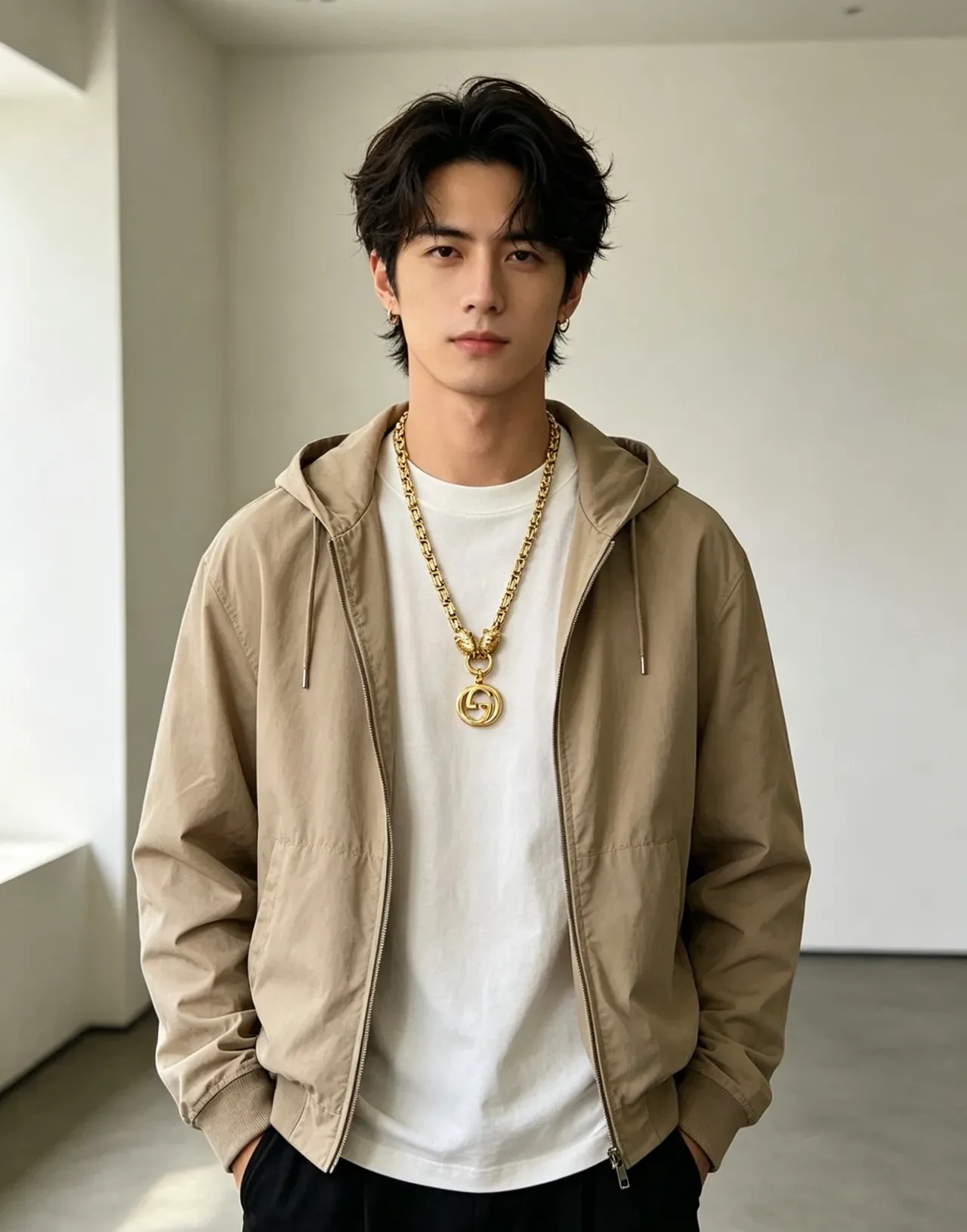 Gucci Lion Head Chain Gold-Tone Interlocking G Pendant Necklace 5