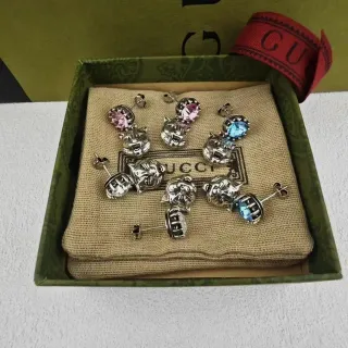 Gucci Lion-Head Crystal Stud Earrings
