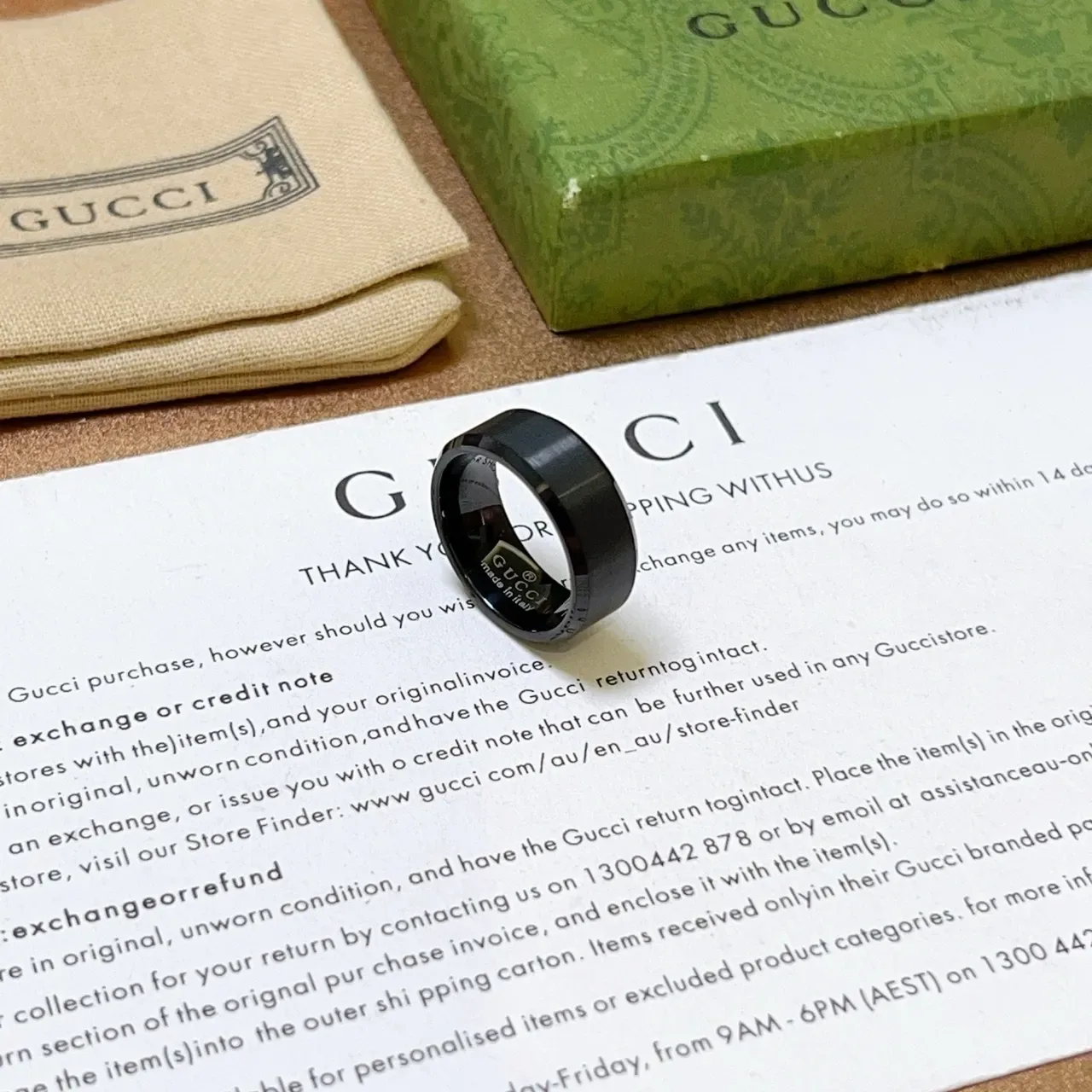 Gucci Matte Black Beveled Band Ring 4