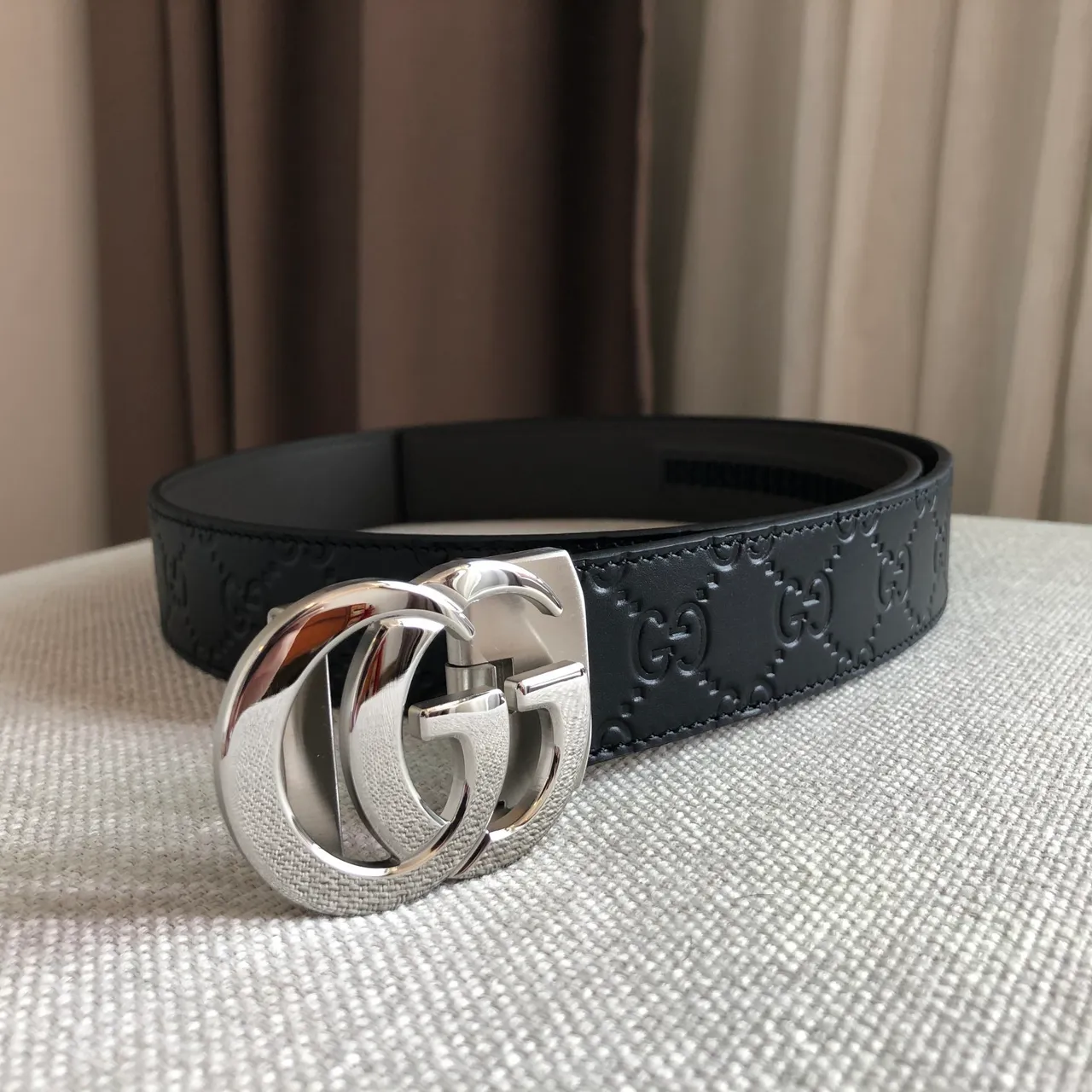 Gucci Ophidia Automatic Slide Buckle Black Leather Belt 4