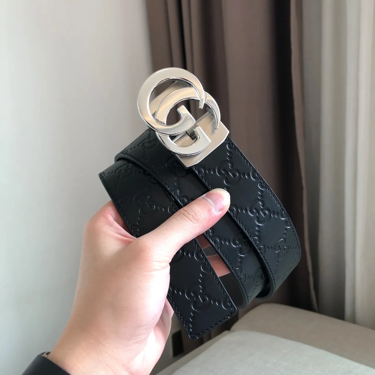 Gucci Ophidia Automatic Slide Buckle Black Leather Belt 5