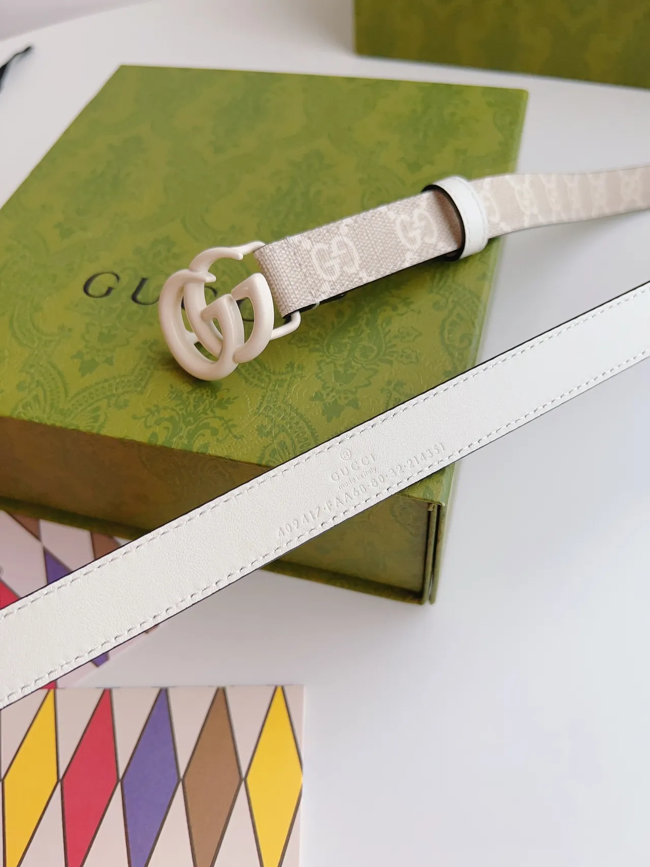 Gucci Ophidia بيج أبيض GG سوبريم كانفاس متشابك G باكل راتنج حزام جلد 4