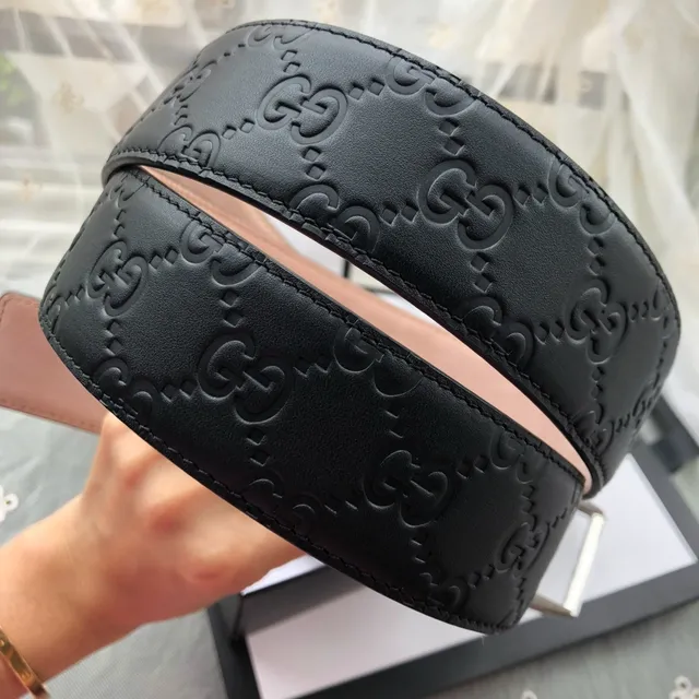 Gucci Ophidia Black Embossed GG Leather Belt 2